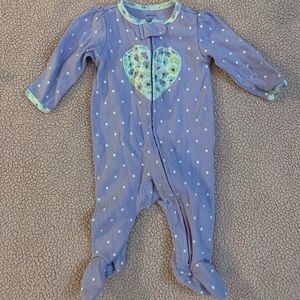 Lavender with white polka dots and floral heart